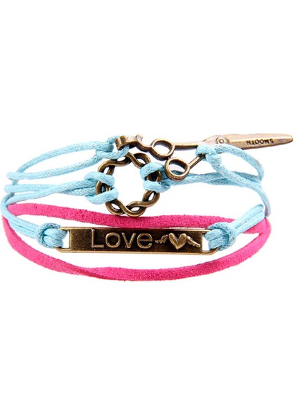 Makas Aşk Künye Figürlü Salaş Unisex Bileklik 2351-2570