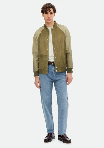 Haki Regular Fit Dik Yaka Casual Süet Deri Mont fiyatları