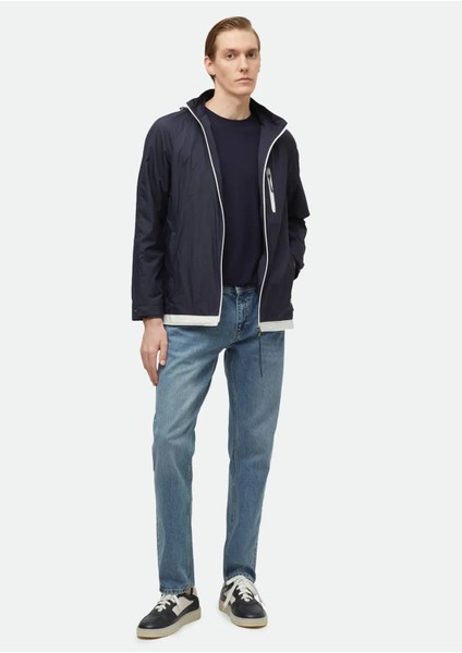 Lacivert Regular Fit Kapüşonlu Denim Dokuma Mont fiyatları