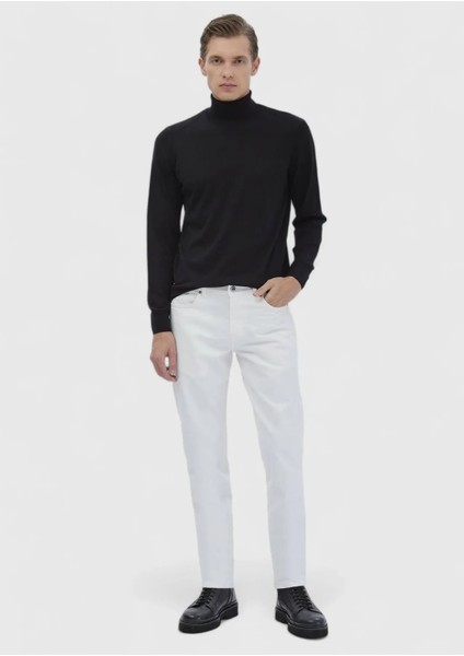 Siyah Tam Balıkçı Yaka Düz Örgü Yün Karışımlı Triko Kazak fiyatları