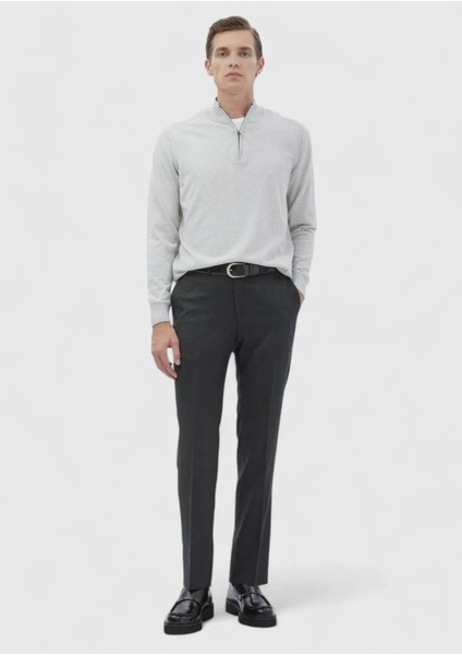 Gri Yarım Balıkçı Yaka Düz Örgü Yün Karışımlı Triko Kazak fiyatları