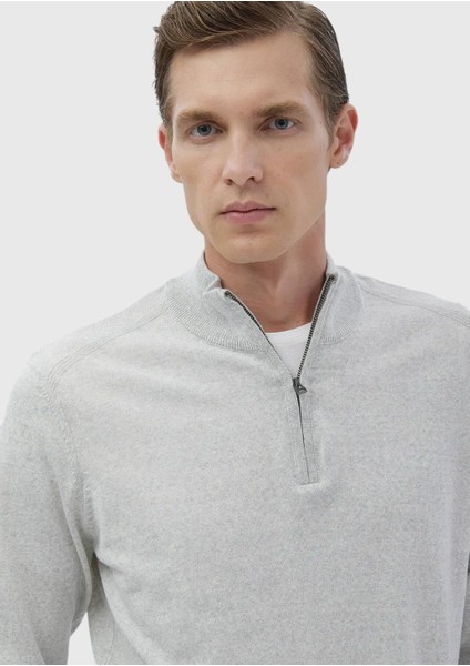 Gri Yarım Balıkçı Yaka Düz Örgü Yün Karışımlı Triko Kazak modelleri