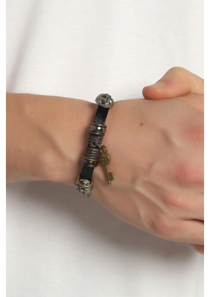 Anahtar Figür Unisex Deri Bileklik 2291-2342 modelleri