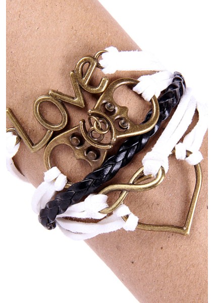 Sonsuz Aşk Kalp Figürlü Salaş Unisex Bileklik 2351-2570