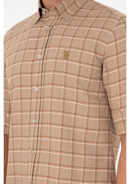 Erkek Kum Gömlek Desenli 50296615-VR085