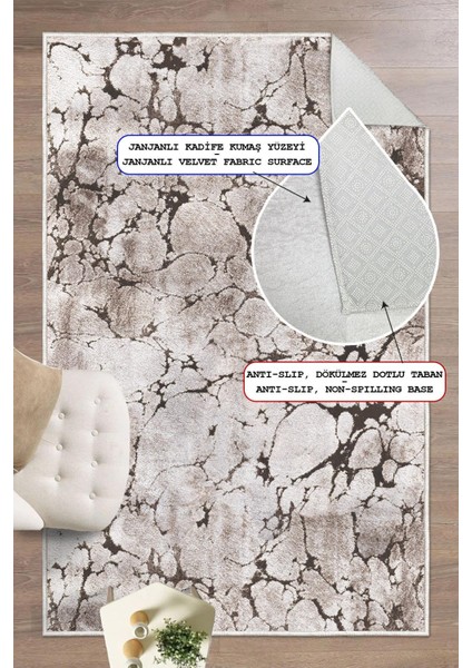 Dijital Baskılı Dekoratif Kaymaz Taban Yıkanabilir Mermer Desen Halı Salon Halısı Yolluk Mutfak Halısı