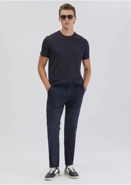 Lacivert Düz Bisiklet Yaka T-Shirt fiyatları