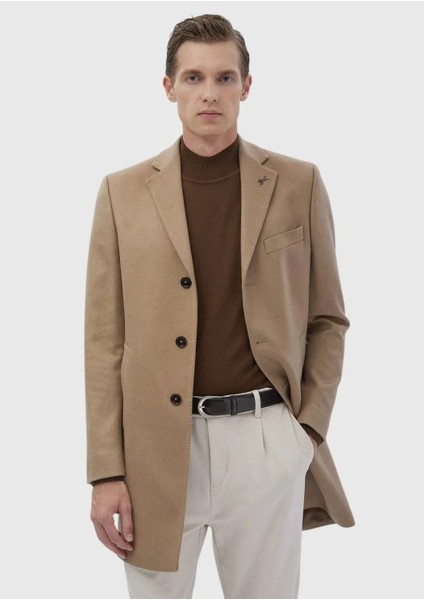 Deve Tüyü Regular Fit Kelebek Yaka Klasik Dokuma Palto fiyatları