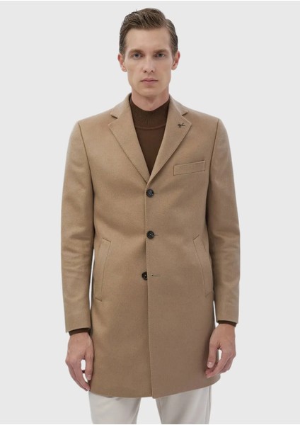 Deve Tüyü Regular Fit Kelebek Yaka Klasik Dokuma Palto fırsatları