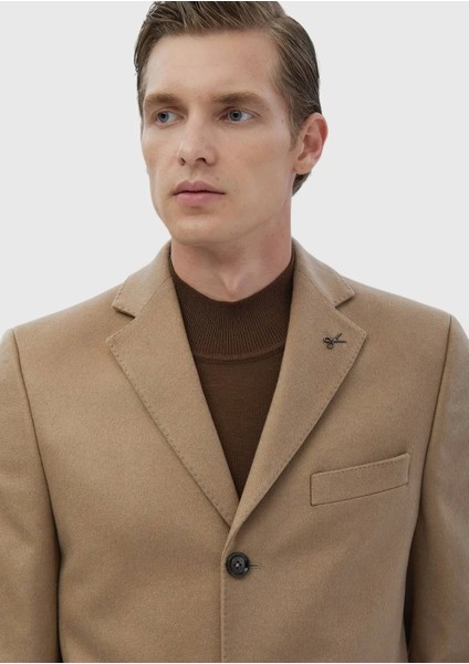 Deve Tüyü Regular Fit Kelebek Yaka Klasik Dokuma Palto indirimleri