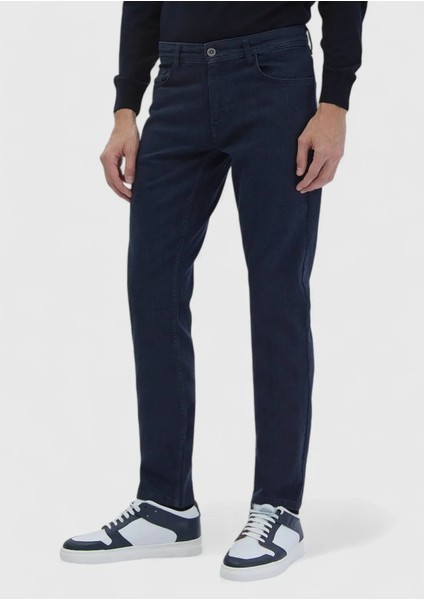 Lacivert Düz Slim Fit Denim Pamuk Karışımlı Pantolon modelleri