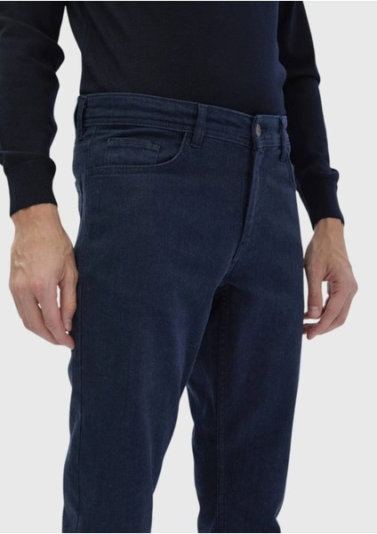 Lacivert Düz Slim Fit Denim Pamuk Karışımlı Pantolon fırsatları