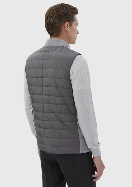 Açık Gri Regular Fit Dik Yaka Casual Dokuma Spor Yelek indirimleri