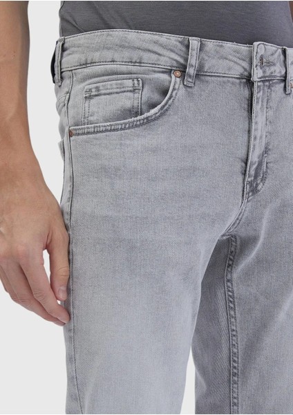 Gri Düz Slim Fit Denim Pamuk Karışımlı Pantolon modelleri