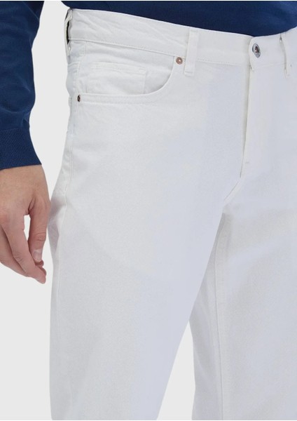 Beyaz Düz Regular Fit Denim %100 Pamuk Pantolon fırsatları