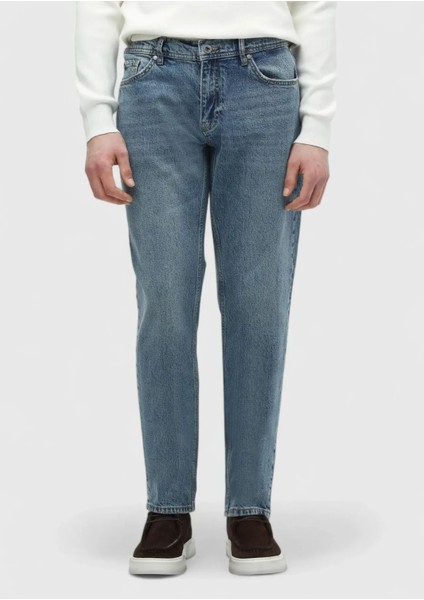 Mavi Düz Loose Fit Denim Pamuk Karışımlı Pantolon fiyatları