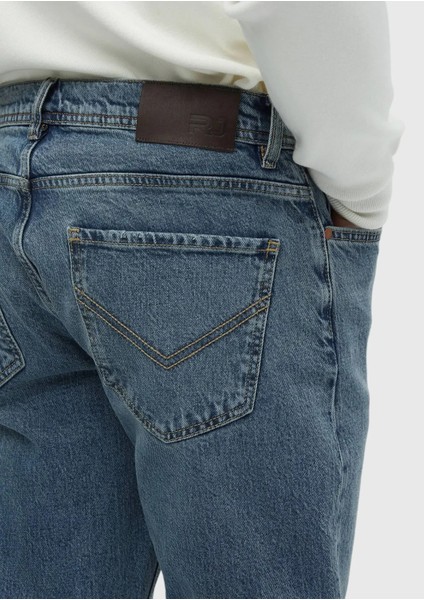 Mavi Düz Loose Fit Denim Pamuk Karışımlı Pantolon indirimleri