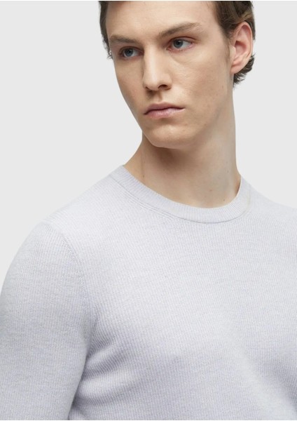 Lila Bisiklet Yaka Düz Örgü Yün Karışımlı Triko Kazak modelleri