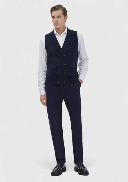 Lacivert Regular Fit Kelebek Yaka Casual Örme Triko Yelek fiyatları