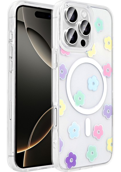 iPhone 16 Pro Max Kılıf Magsafe Özellikli Şeffaf Yapılı ve Figürlü Folk Premium Sert Silikon Kapak