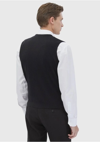 Siyah Regular Fit V Yaka Casual Örme Triko Yelek indirimleri