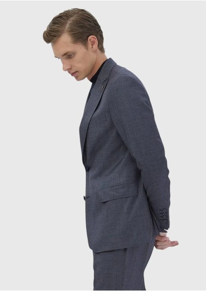 Lacivert Çizgili Zeroweight Slim Fit Yün Karışımlı Takım Elbise modelleri