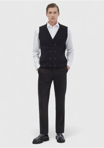 Siyah Regular Fit Kelebek Yaka Casual Örme Triko Yelek fiyatları