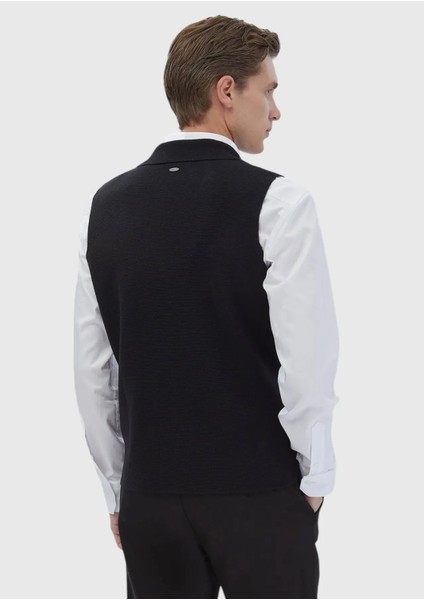 Siyah Regular Fit Kelebek Yaka Casual Örme Triko Yelek indirimleri