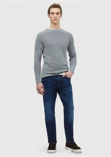 Gri Bisiklet Yaka Jakarlı Yün Karışımlı Triko Kazak fiyatları