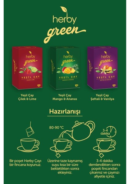 Yeşil Çay Mango ve Ananas Aromalı 20 Poşet Doğal Bitki Çayı Vitamin Mineral Kaynaklı