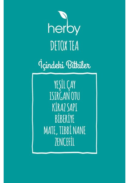 Detox Bitki Çayı 20'li Isırgan Kiraz Sapı Biberiye Mate Yeşil Çay Nane Zencefil
