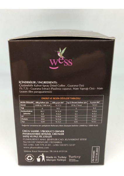 Çözünebilir Kahve 20x2 g Guarana ve Mate İçerikli Doğal Enerji Destekli Karışım indirimleri