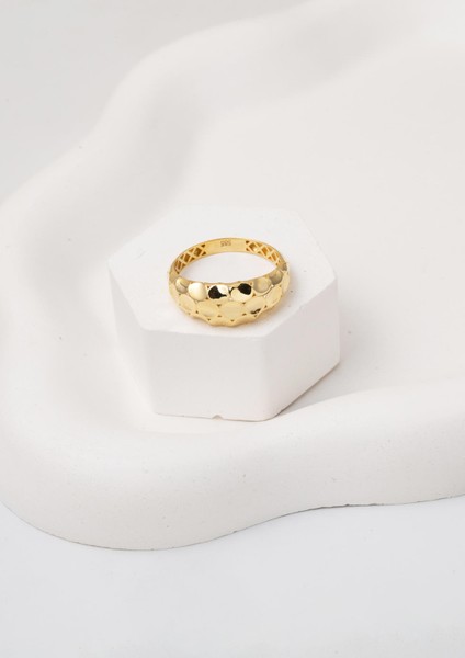 14 Ayar Yuvarlak Desenli Altın Yüzük modelleri