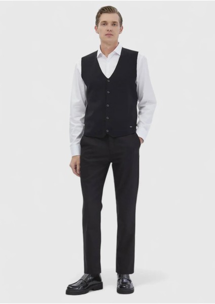 Siyah Regular Fit V Yaka Casual Örme Triko Yelek fiyatları