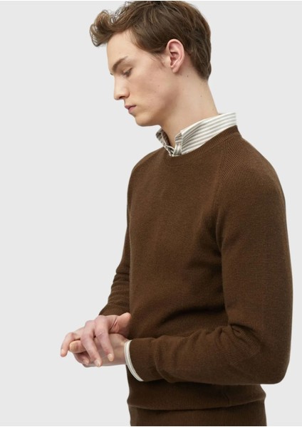 Tarçın Bisiklet Yaka Jakarlı Yün Karışımlı Triko Kazak modelleri