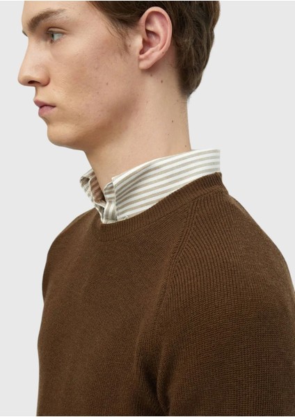 Tarçın Bisiklet Yaka Jakarlı Yün Karışımlı Triko Kazak indirimleri