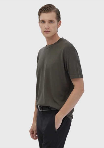 Haki Bisiklet Yaka Düz Örgü Triko modelleri