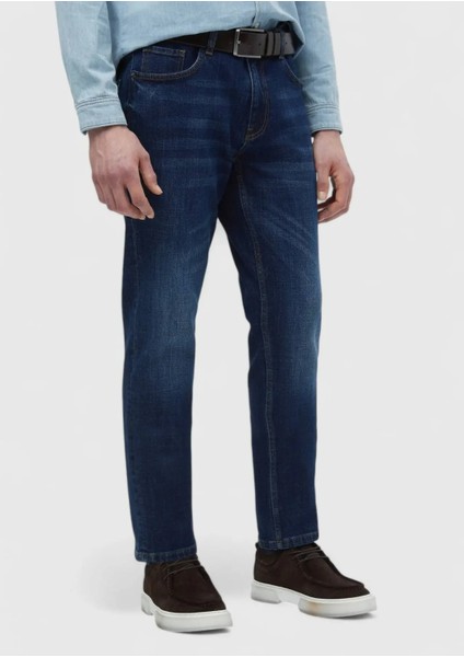 Lacivert Düz Slim Fit Denim Pamuk Karışımlı Pantolon modelleri