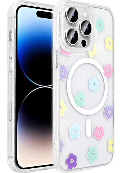 iPhone 14 Pro Kılıf Magsafe Özellikli Şeffaf Yapılı ve Figürlü Folk Premium Sert Silikon Kapak