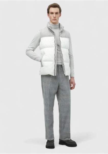 Beyaz Regular Fit Dik Yaka Casual Dokuma Spor Yelek fiyatları