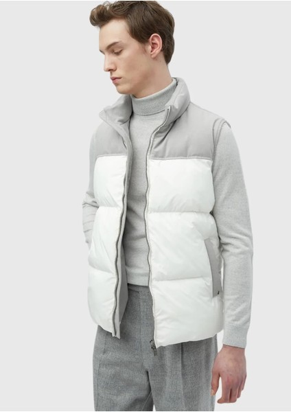 Beyaz Regular Fit Dik Yaka Casual Dokuma Spor Yelek modelleri