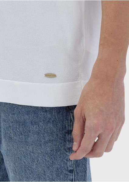 Ekru Bisiklet Yaka Düz Örgü Triko fırsatları