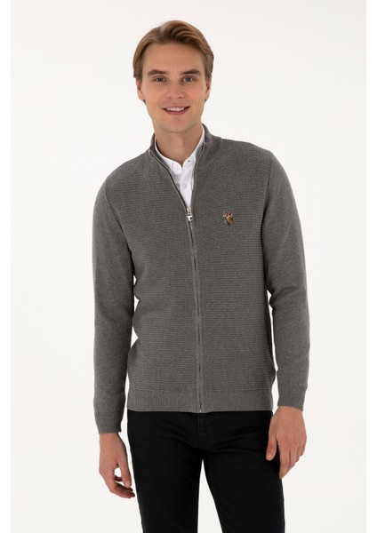 Erkek Gri Melanj Hırka (Triko) 50307800-VR086