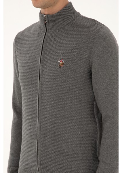 Erkek Gri Melanj Hırka (Triko) 50307800-VR086