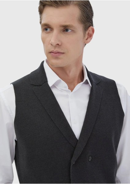 Antrasit Regular Fit Kelebek Yaka Casual Örme Triko Yelek fırsatları