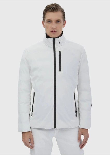 Beyaz Regular Fit Dik Yaka Casual Dokuma Çift Taraflı Mont fiyatları