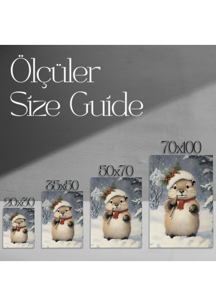 Sevimli Kış Hayvanı Noel Tablosu modelleri