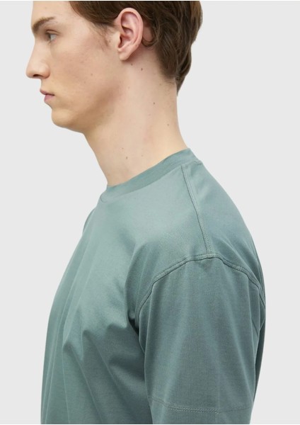 Küf Yeşili Düz Bisiklet Yaka %100 Pamuk T-Shirt indirimleri