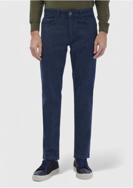 Mavi Düz Slim Fit Denim Pamuk Karışımlı Pantolon fiyatları
