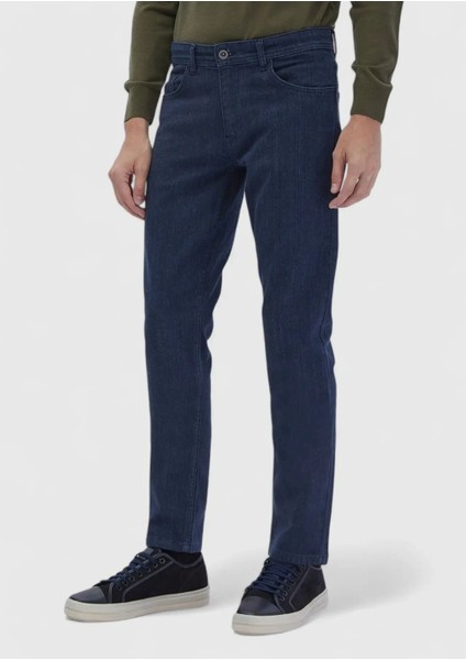 Mavi Düz Slim Fit Denim Pamuk Karışımlı Pantolon modelleri